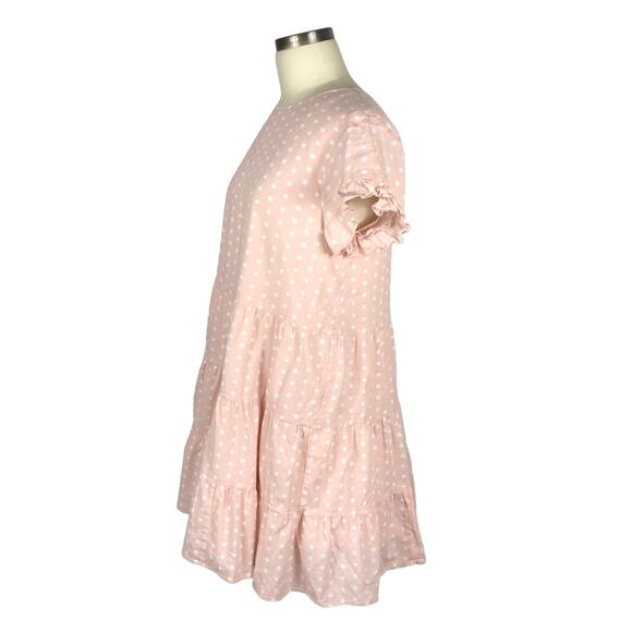RACHEL PARCELL Dress Pink White Polka Dot Oversized Babydoll Mini Dress Size S - Picture 2 of 6
